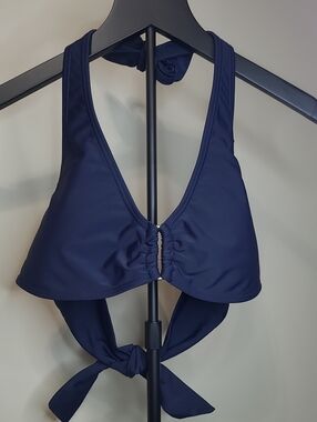 Thre3 Navy Blue Adjustable Halter Swim Top size Large